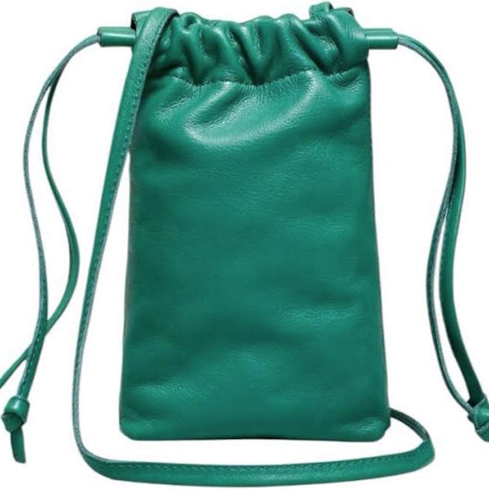 Madewell Piazza Leather Crossbody Phone Bag Jade Green Travel Soft